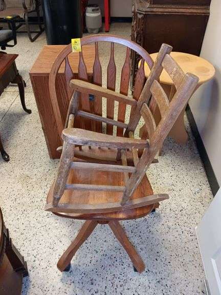 Rolling Wooden Office Chair and Children's Wooden Rocking Chair