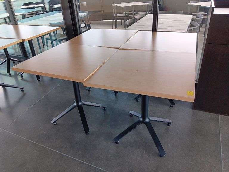 (4) Tan Restraurant Tables 30 x 30 x 31