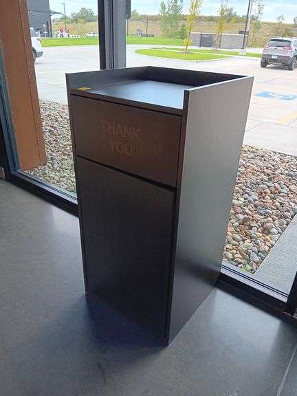 Wood "Thank You" Trash Can Container 22 x 22 x 46