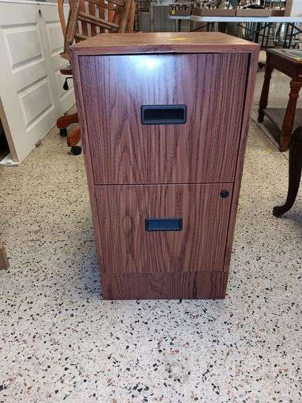 Metal Faux Wood 2 Drawer Filing Cabinet 15 x 18 x 28