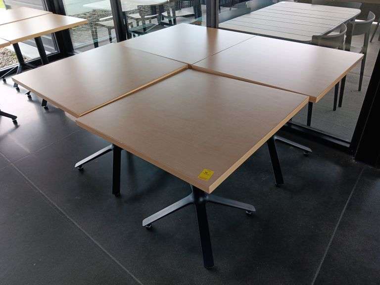 (4) Tan Restraurant Tables 30 x 30 x 31