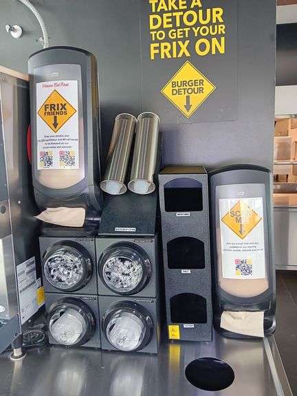 Drink Lid and Straw Holders, Napkin Containers, and Condiment Holders