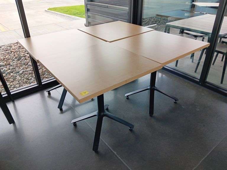 (4) Tan Restraurant Tables 30 x 30 x 31