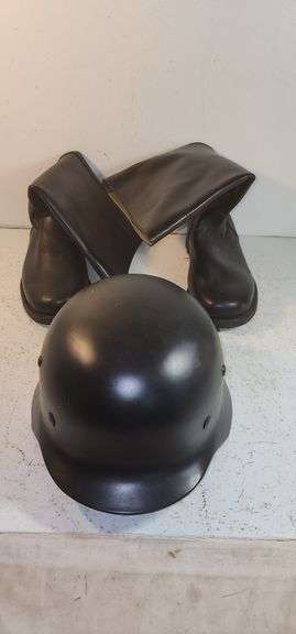 German Riding Helmet German Military Helmet & Riding Boots sz 27 - Auction Solutions, Inc ...