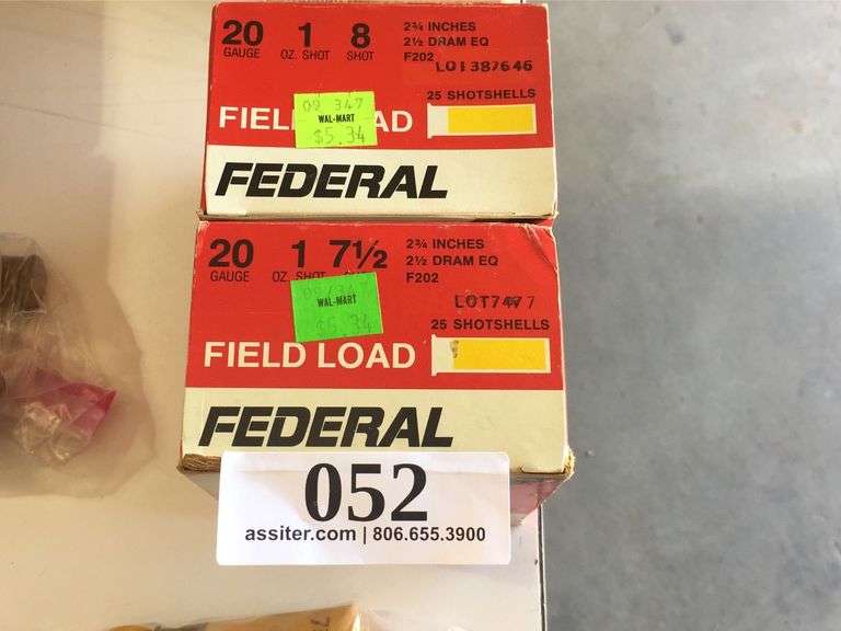(50) Federal 20ga 23/4 71/2& 8 shot