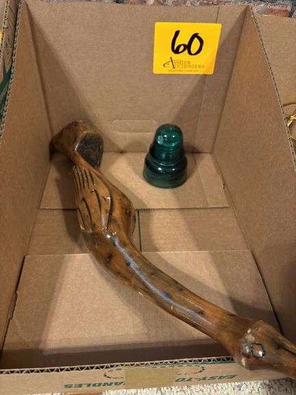 Sculpted wood and Antique Glass Insulator