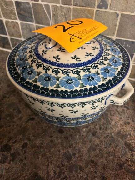 Floral serving dish.