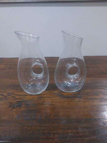 2 Clear Glass Pitchers
