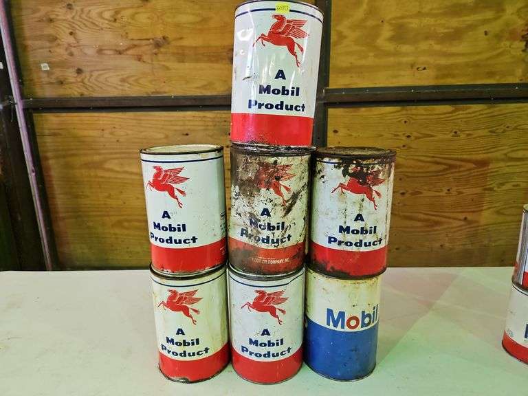 (7) Vintage MOBIL Product Cans