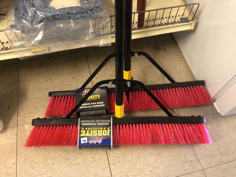 (2) Jobsite Squeegee Pushbrooms 24"
