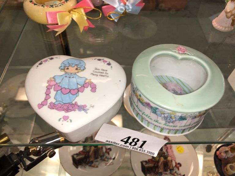 (2) Precious Moments (Enesco) Fine Porcelain Trinket Boxes