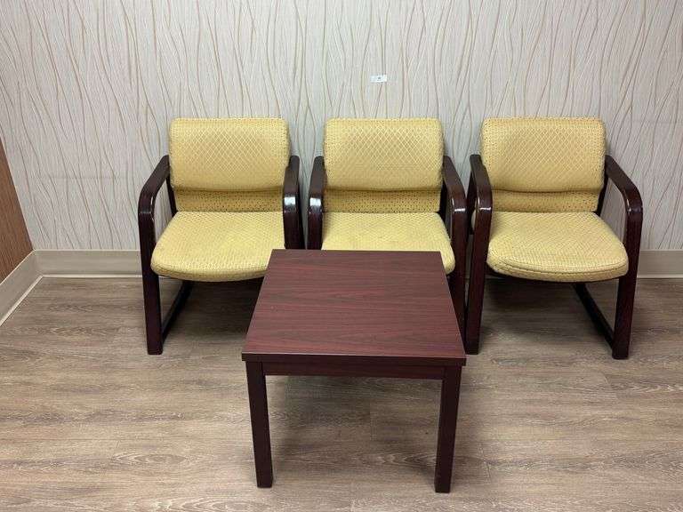 3 Arm Chairs w/Side Table