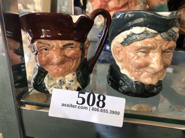 (2) Vintage Royal Doulton Toby Jug Mini's "Granny D6384 &  Old Charley D5527"