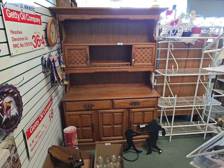Vintage Wood China Hutch 50" x 18" x 73" - Assiter Auctioneers