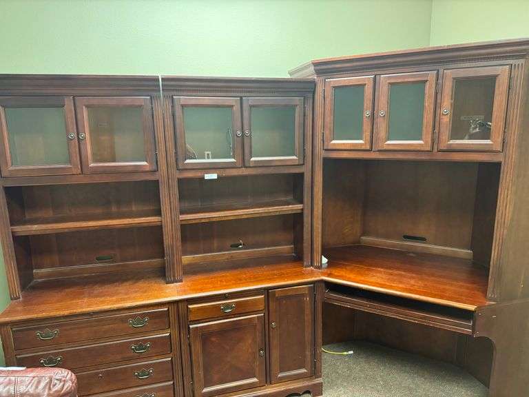 Large Wood Desk W/Credenza
