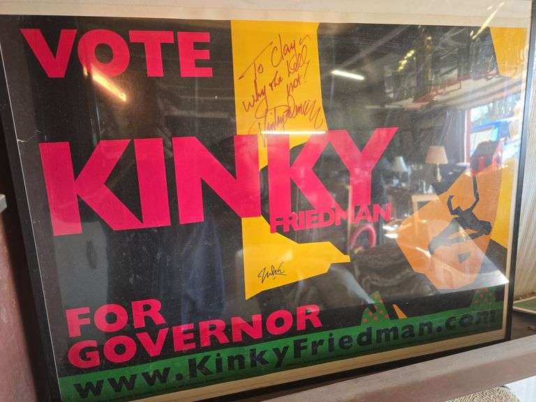 Framed Vote Kinky Friedman Poster 28" x 22"