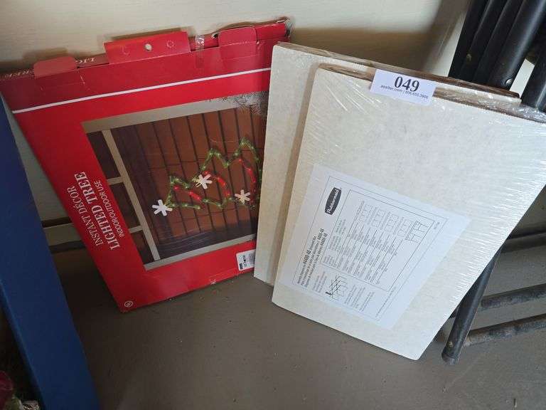 (2) Ornament Boxes & Lighted Tree
