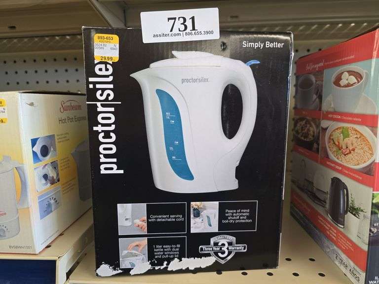 Proctor/Silex Liter Easy Fill Kettle w/Dual Water Windows and Pull Up Lid