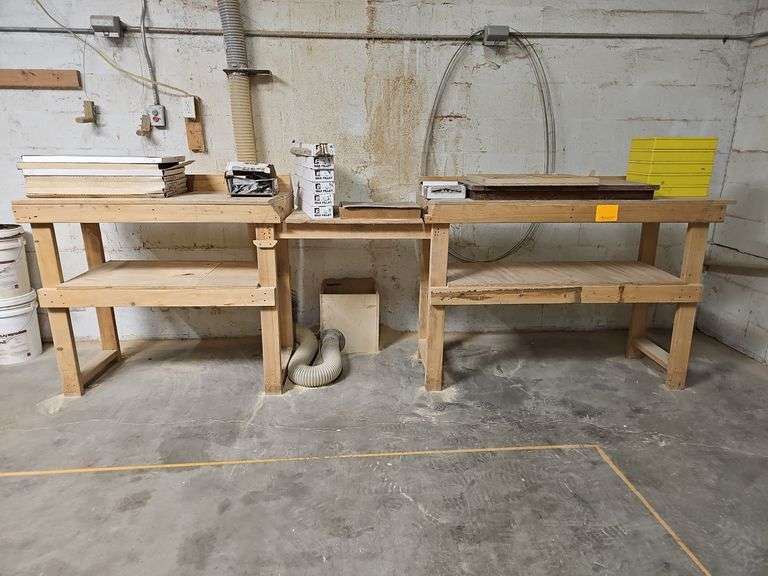 11' x 21" Custom Made Wood Trim Saw Table 45" Tall - Contents Not Included