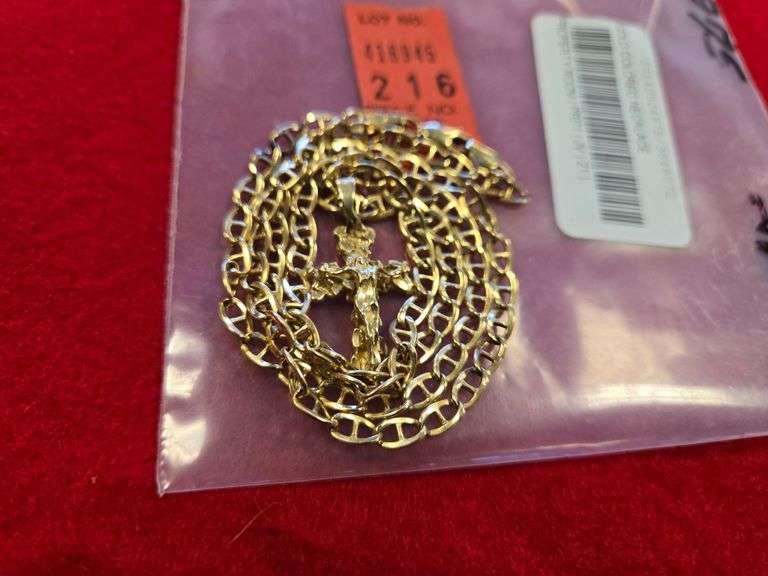 Gold Colored Necklace With Cross