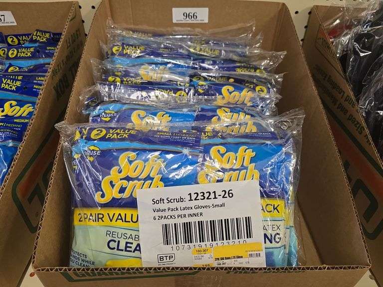 (6) 6pack Soft Scrub Latex Gloves sz. S, M, L
