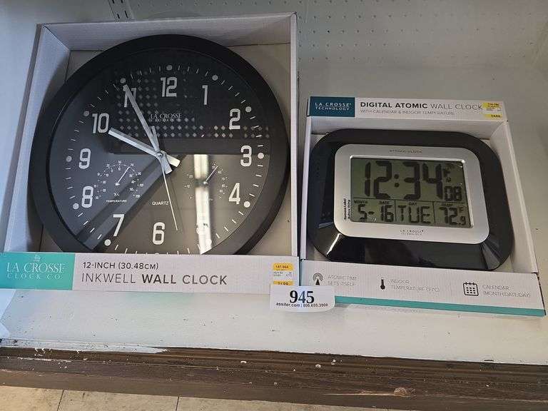 LaCrosse 12" Wall Clock w/ Digital Atomic Wall Clock