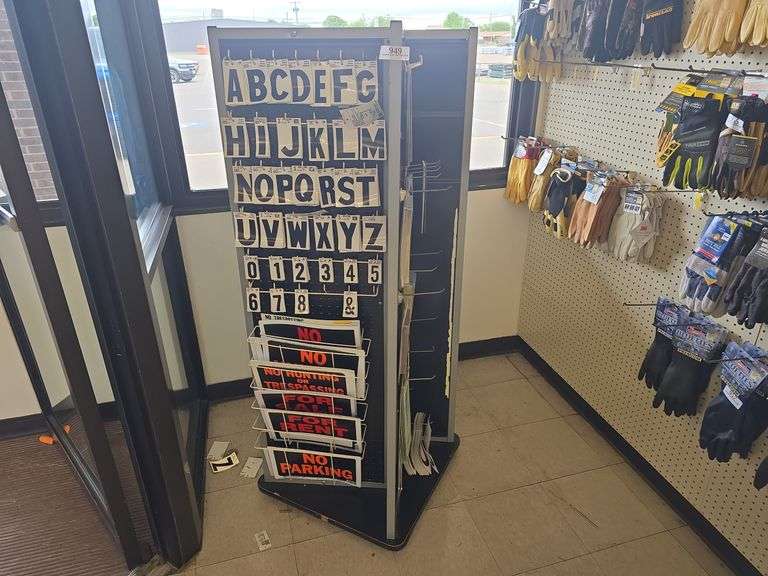 Rotating Display 271/2" x 271/2" x 61" w/Letters, Numbers, & Signs