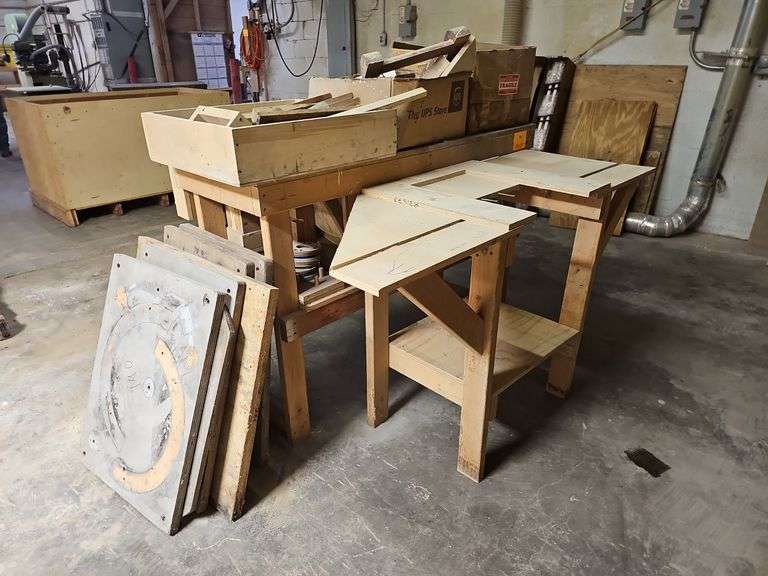 60 1/2" x 28 1/2" (2) Wood Storage Table 3' 4" Tall