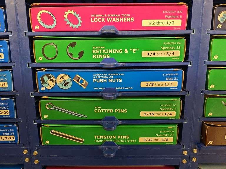 Lock WAshers, Retaining Rings, Push Nuts, Cotter Pins & More incl. Bins