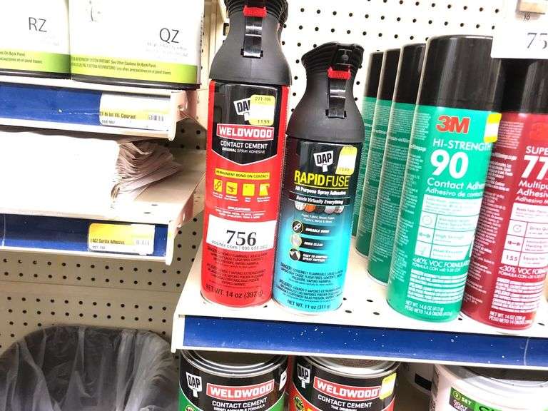 (4) DAP 14oz Weldwood Contact Cement & 110oz Rapid Fuse Adhesive