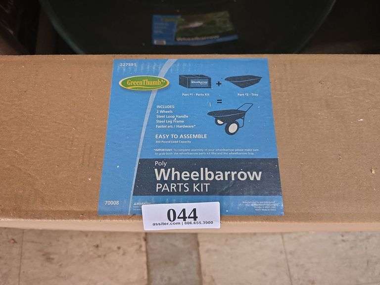 Green Thumb Poly Wheel Barrow w/Looped Handle "Assembly Required"