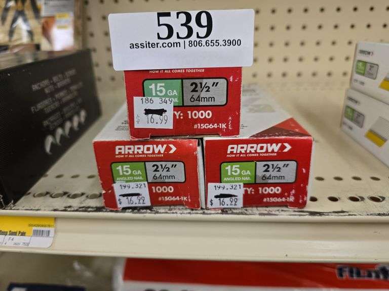 (3) Arrow 21/2" 15ga Angled Nails