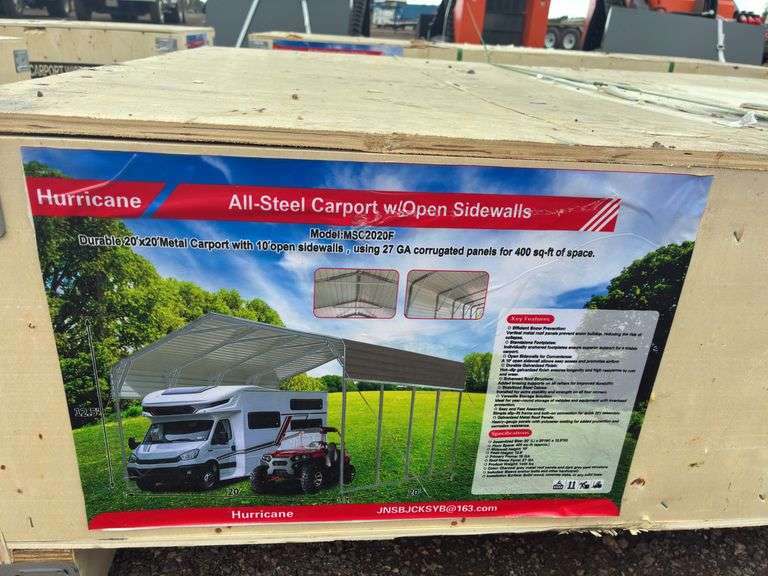 20x20' All-Steel w/Open Sidewalls Carport MSC2020F