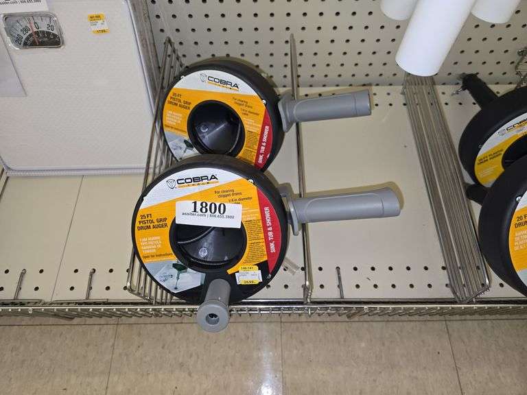 (2) Cobra 25ft Pistol Grip Drum Auger, Sink, Tub, Shower
