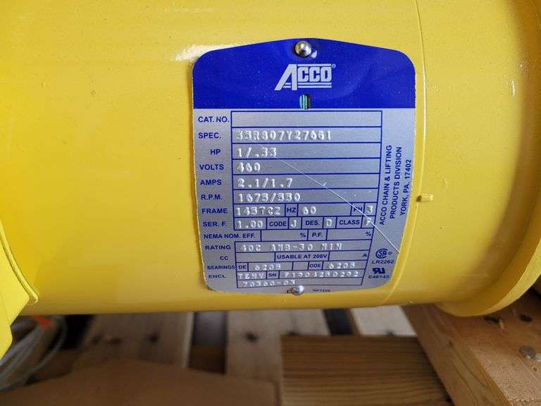 Acco Wright Speedway   1/2 Ton Capacity Overhead Crane