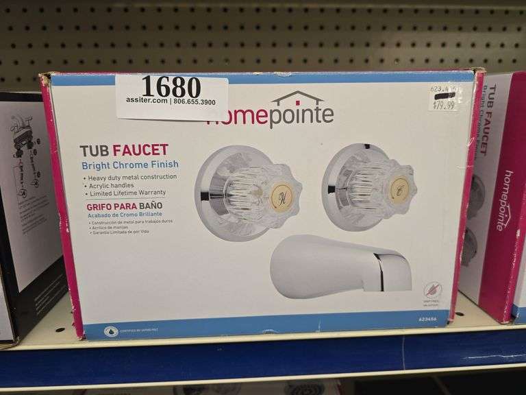Homepointe Tub Faucet Bright   Chrome Finish 623456