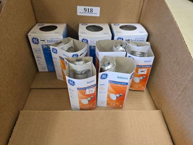 (3) GE 75watt Halogen Indoor Floodlight w/(5) GE 45watt Indoor Floodlight