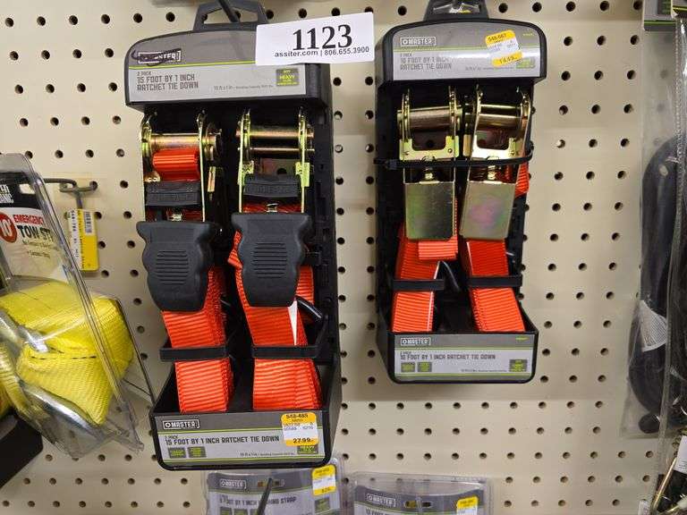 (2) 2pack Master Mechanic 15ft x 1" & 10ft x 1" Tie Down