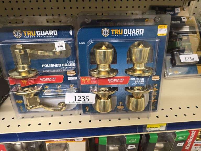 (2) 2pack Truguard Polished Brass Keyed Entry w/Polished Brass Keyed Entry