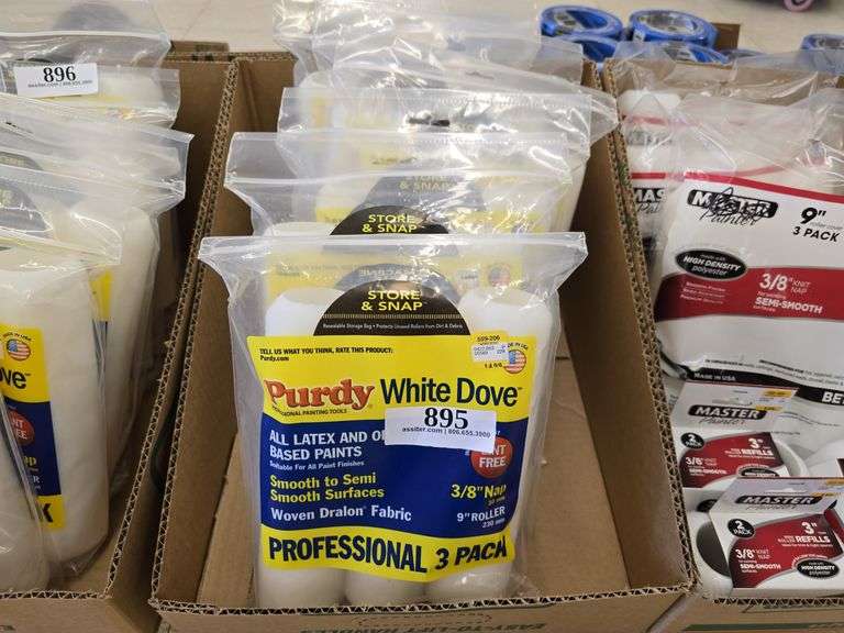 (6) 3 pack Purdy White Dove 9" Rollers