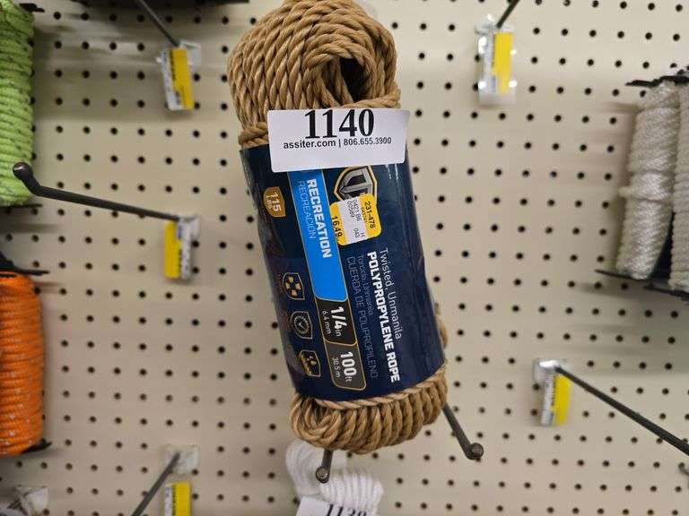(3) Polypropylene Twisted Unmanila Rope 1/4" x 100ft