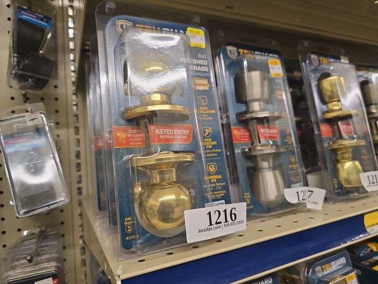 (3) TruGuard Polished Brass Keyed Entry Knob