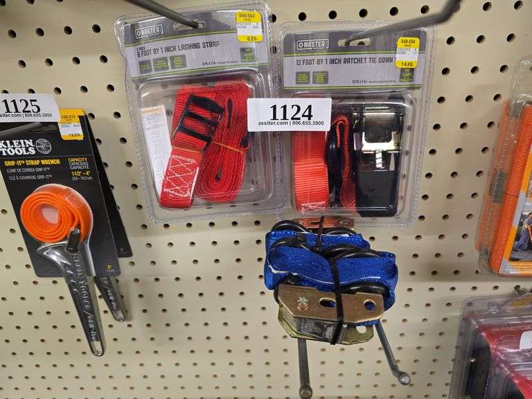 jMaster Mechanic 6ft x 1" Lashing Strap, 2pack 13ft x 1" Ratchet Strap, & (2) Blue Strap