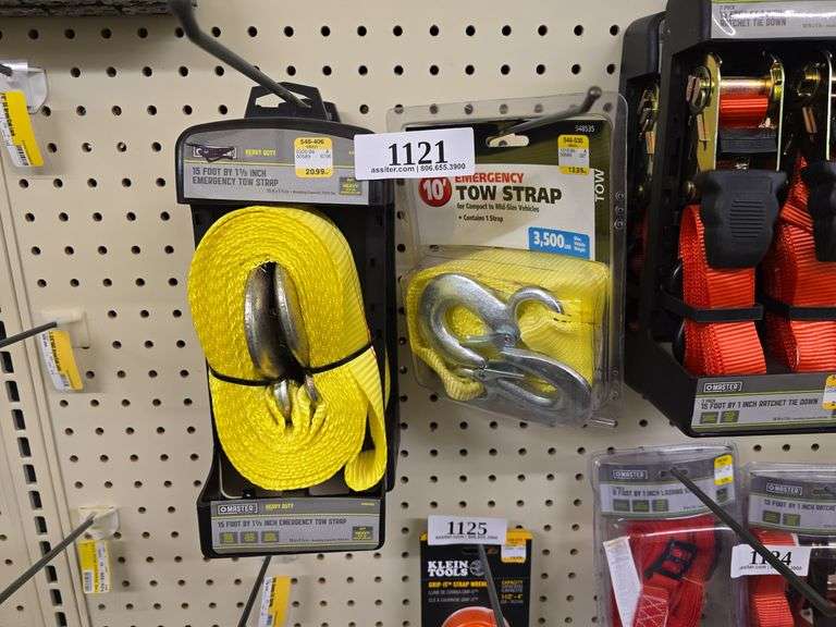 (2) Master Mechanic 15ft x 17/8" Tow Strap & 10ft