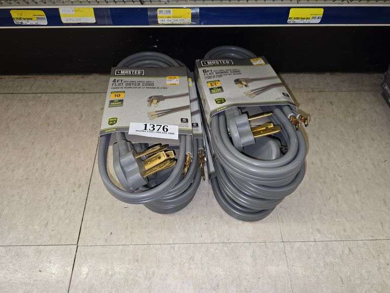 (4) Master Electrician 4ft Flat Range Cord & (4) 6ft Flat Range Cord