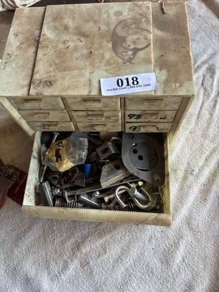 Box with drawers with nuts and bolts and misc