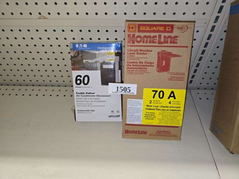 Square D 70A 2 Space Circuit Breeaker Load Center, w/jEaton 60A Fuseable Pull Out