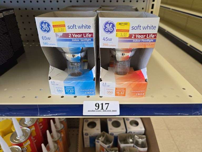 (3) 65watt GE Soft White Indoor Spotlight w/(3) 45watt GE Indoor Floodlight