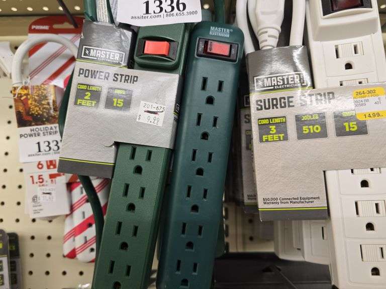 (7) Master Electrician Power Strip Green 15A