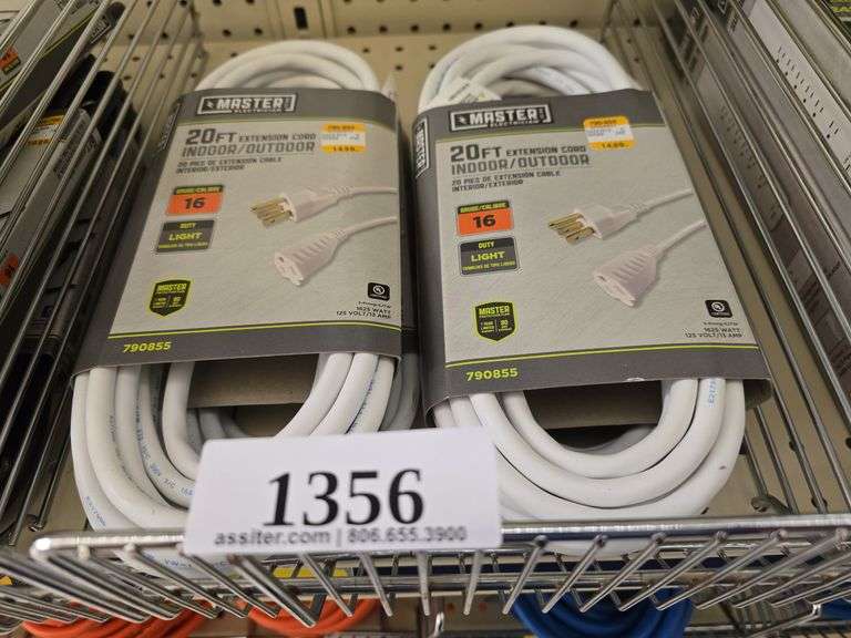 (4) White 20ft Indoor/Outdoor Extension Cord